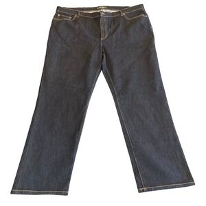 Lauren Ralph Lauren Jeans Womens 20W Stretch Dark Wash Straight Leg Indigo
